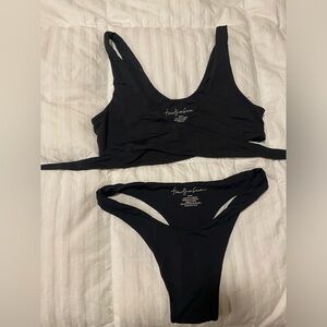 437 four three seven swimwear black size medium Kenzie top and bottom